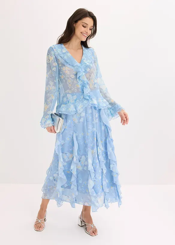 Chiffongblus med volanger, bonprix