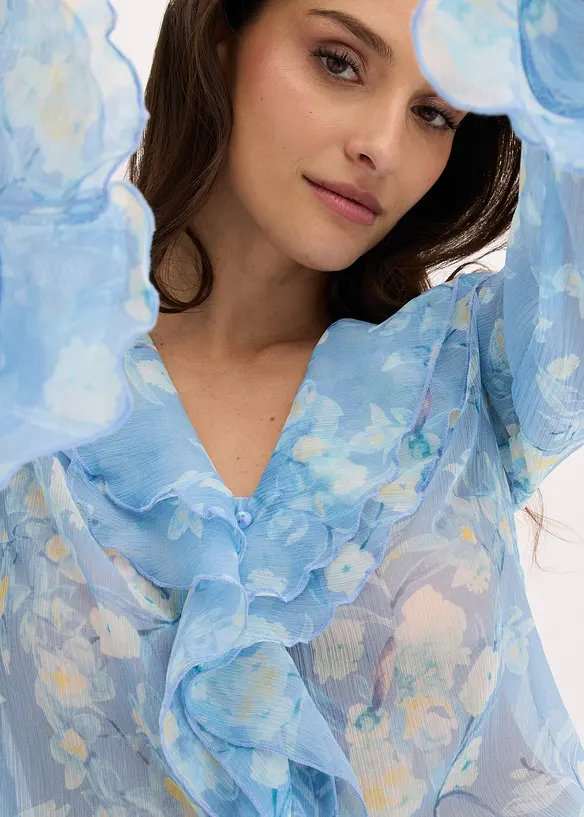 Chiffongblus med volanger, bonprix