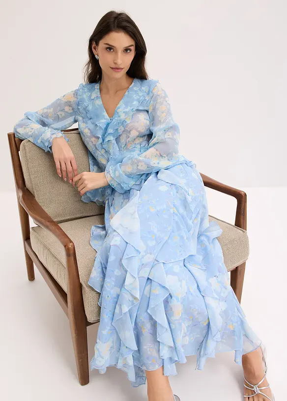 Chiffongblus med volanger, bonprix