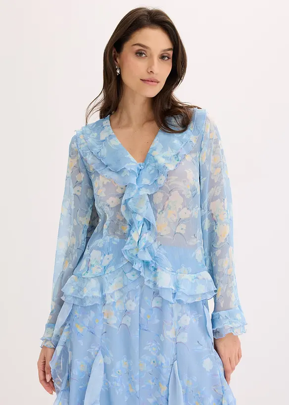 Chiffongblus med volanger, bonprix