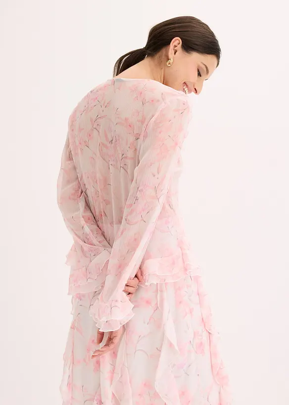 Chiffongblus med volanger, bonprix