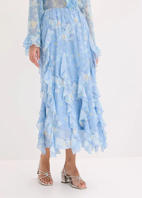 Maxikjol i tunn chiffong, bonprix