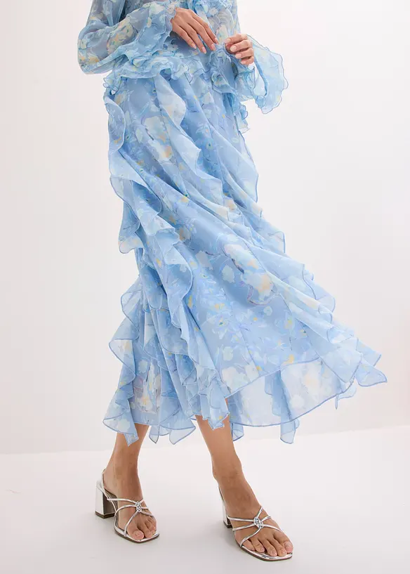 Maxikjol i tunn chiffong, bonprix