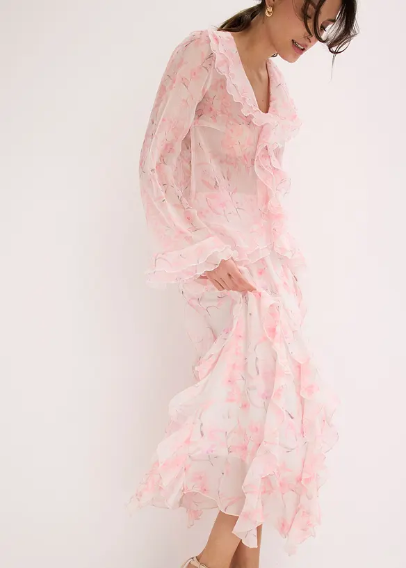 Maxikjol i tunn chiffong, bonprix