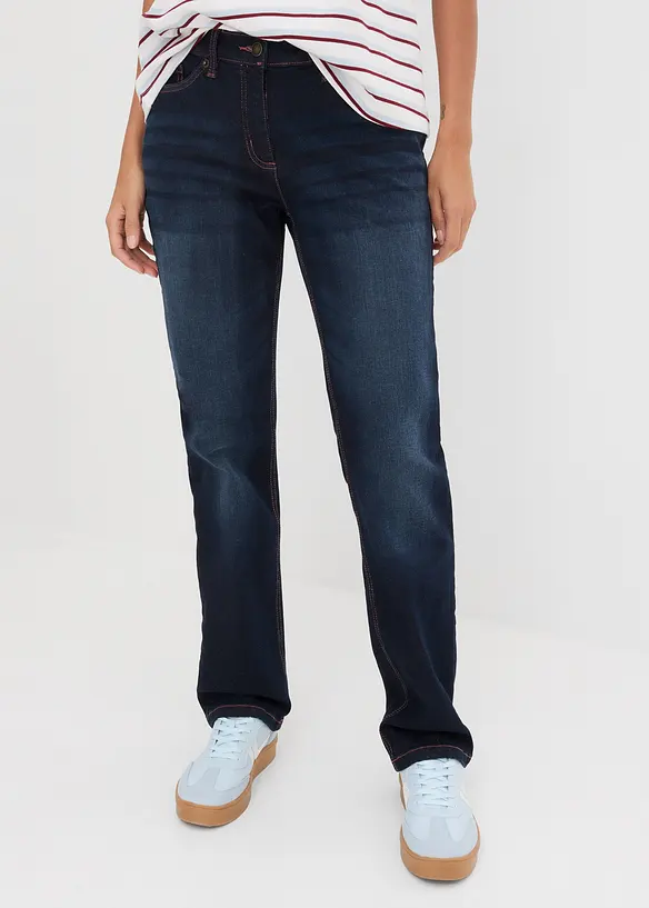 Straight Jeans Mid Waist, med bekv&auml;m midja, bonprix