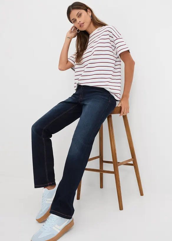 Straight Jeans Mid Waist, med bekv&auml;m midja, bonprix