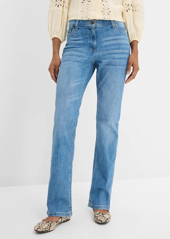 Straight Jeans Mid Waist, med bekv&auml;m midja, bonprix