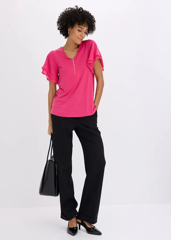 Topp med chiffong&auml;rmar, bonprix