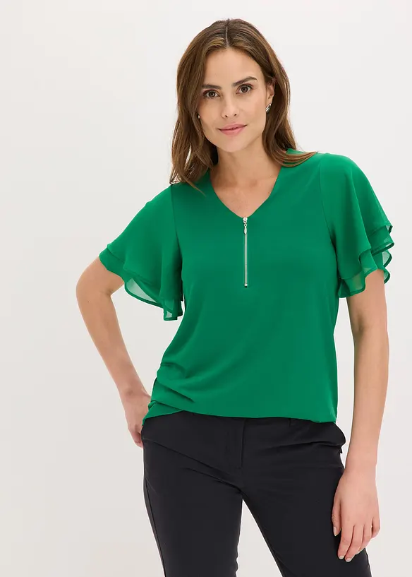 Topp med chiffong&auml;rmar, bonprix