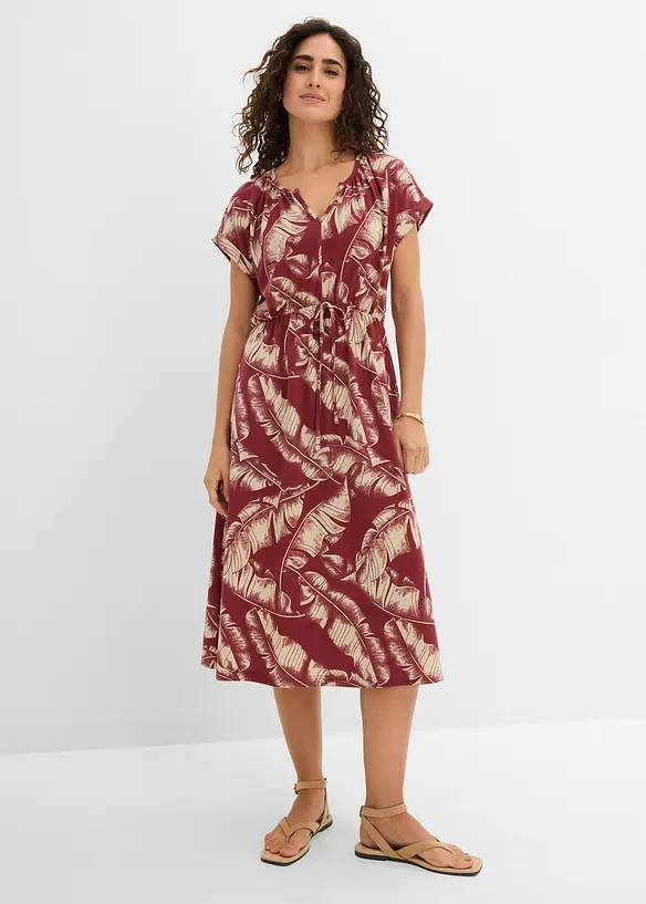 Jerseykl&auml;nning i b&ouml;ljande materialmix, bonprix