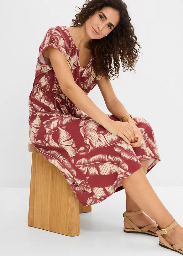 Jerseykl&auml;nning i b&ouml;ljande materialmix, bonprix