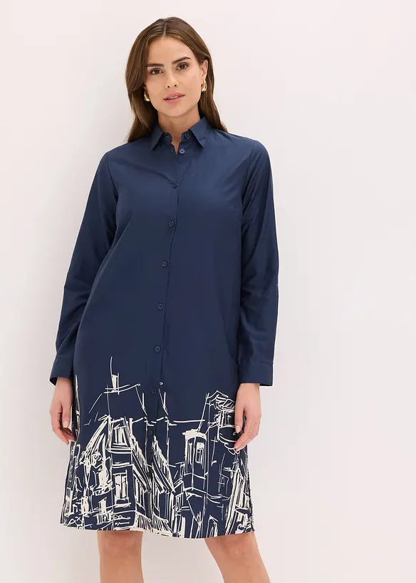 Skjortkl&auml;nning i bomullspoplin, bonprix