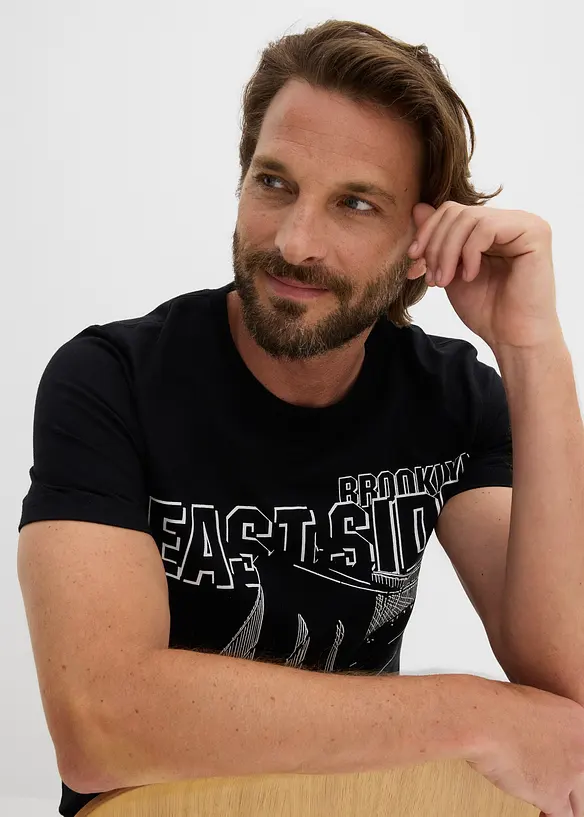 T-shirt i ekologisk bomull, smal passform, bonprix