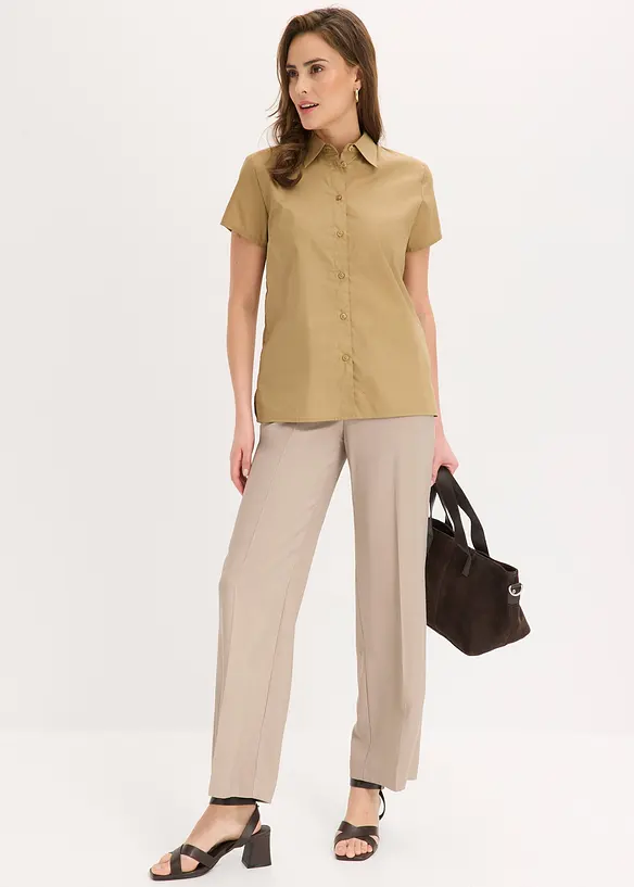 Kort&auml;rmad poplinblus, bonprix