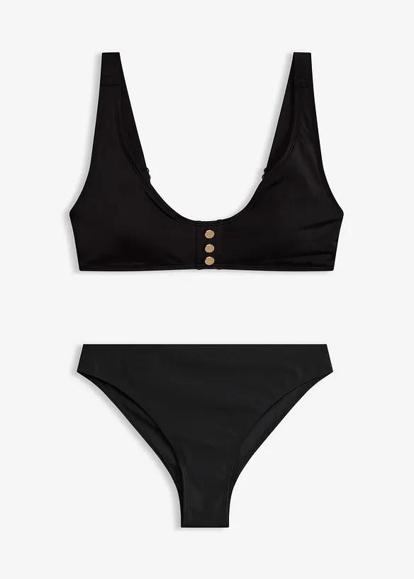 Bikini med BH-topp med prydnadsknappar (2 delar), bonprix