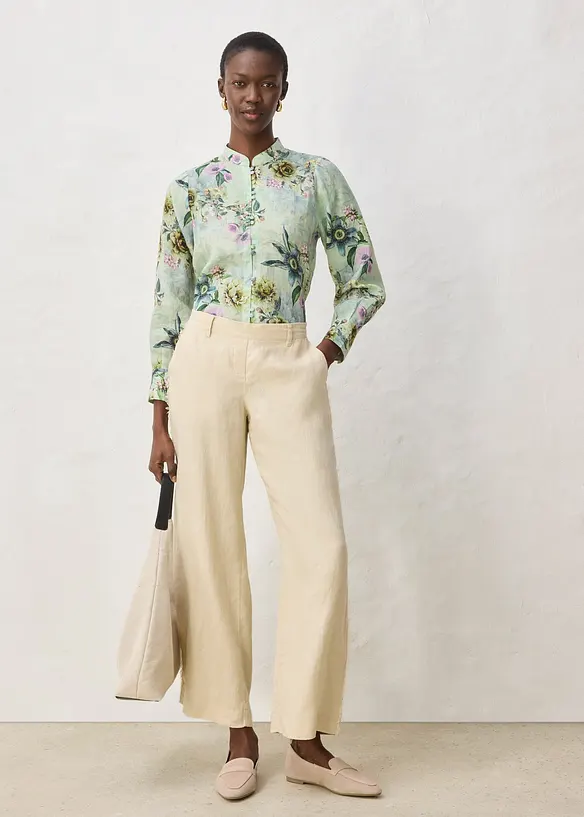 Linnebyxa med vida ben, bonprix