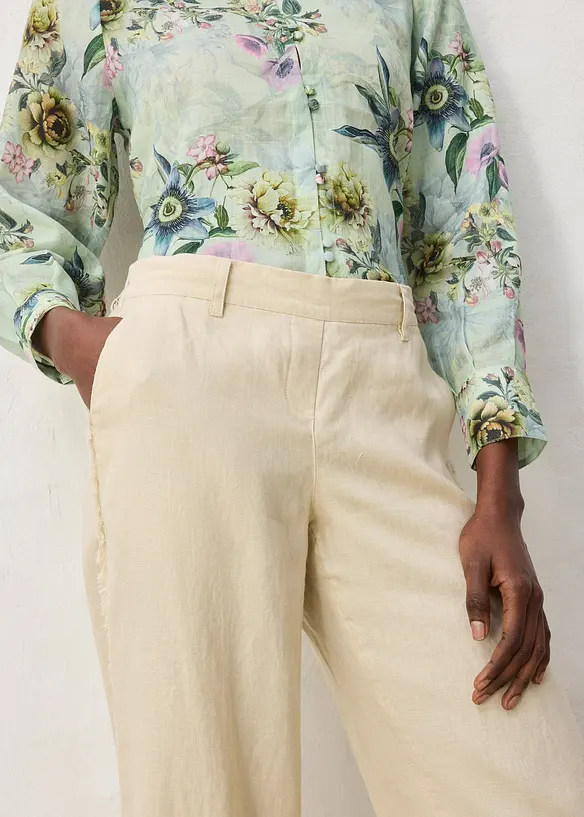 Linnebyxa med vida ben, bonprix