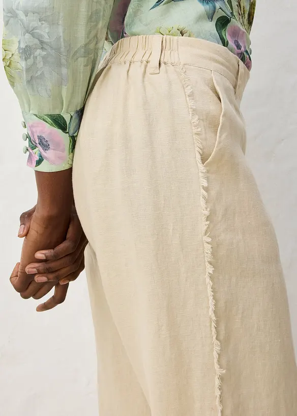 Linnebyxa med vida ben, bonprix