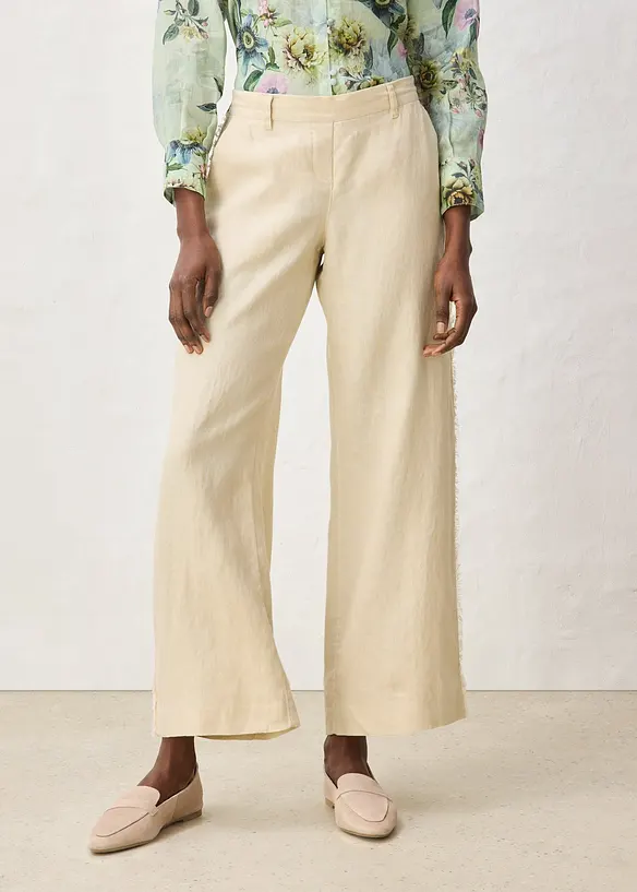Linnebyxa med vida ben, bonprix