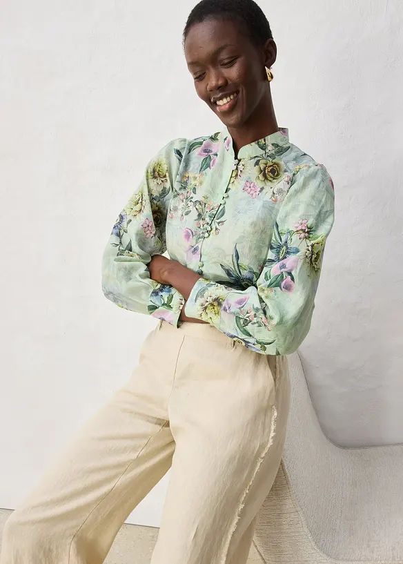 Linnebyxa med vida ben, bonprix