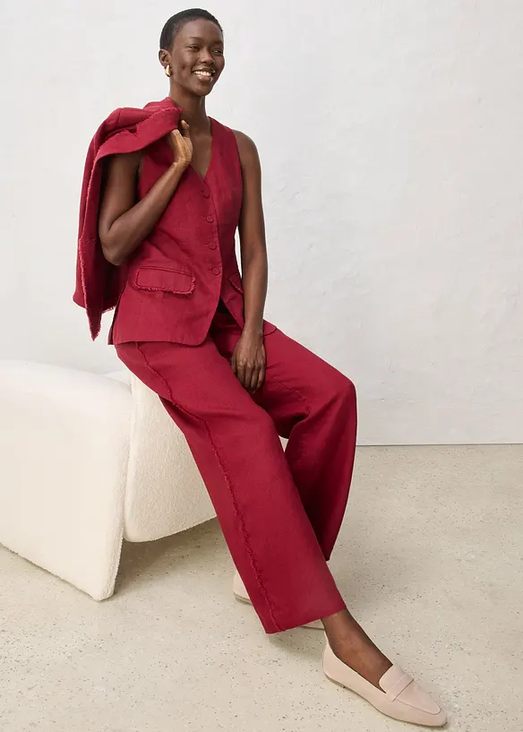 Linnebyxa med vida ben, bonprix