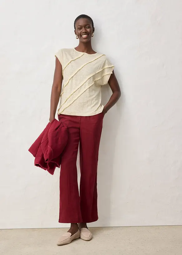 Topp i rent lin med applikation, bonprix