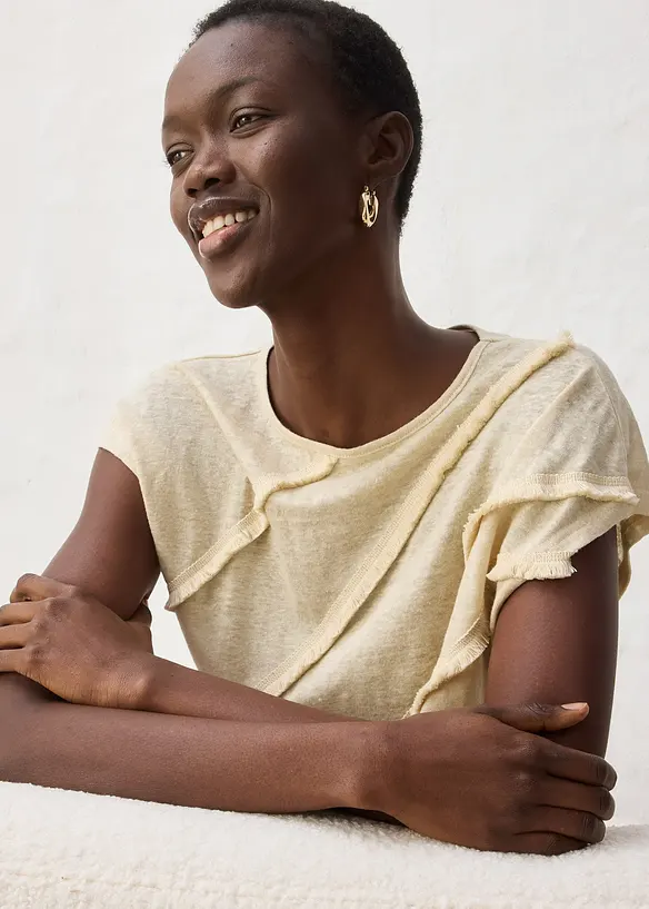 Topp i rent lin med applikation, bonprix