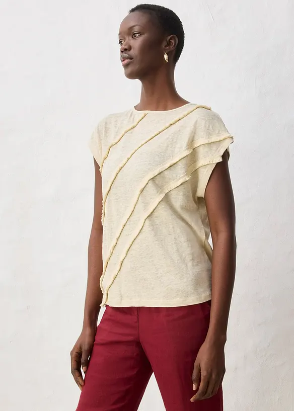 Topp i rent lin med applikation, bonprix