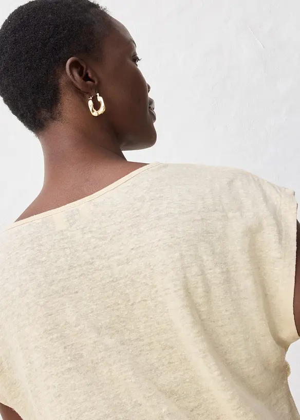 Topp i rent lin med applikation, bonprix