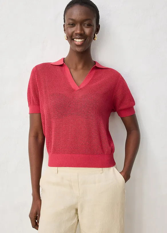 H&aring;lm&ouml;nstrad pik&eacute;tr&ouml;ja med linneandel, bonprix