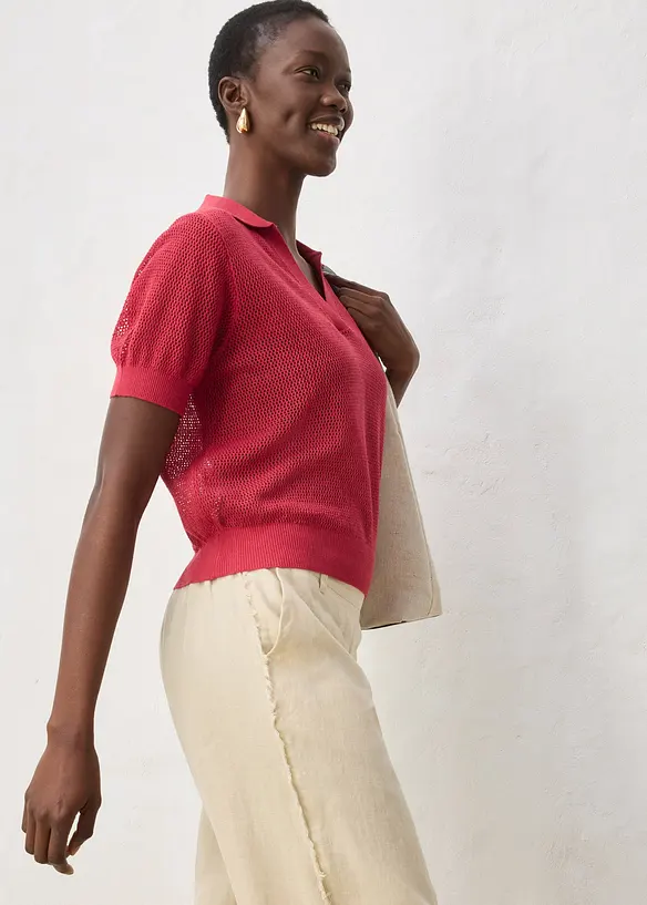 H&aring;lm&ouml;nstrad pik&eacute;tr&ouml;ja med linneandel, bonprix