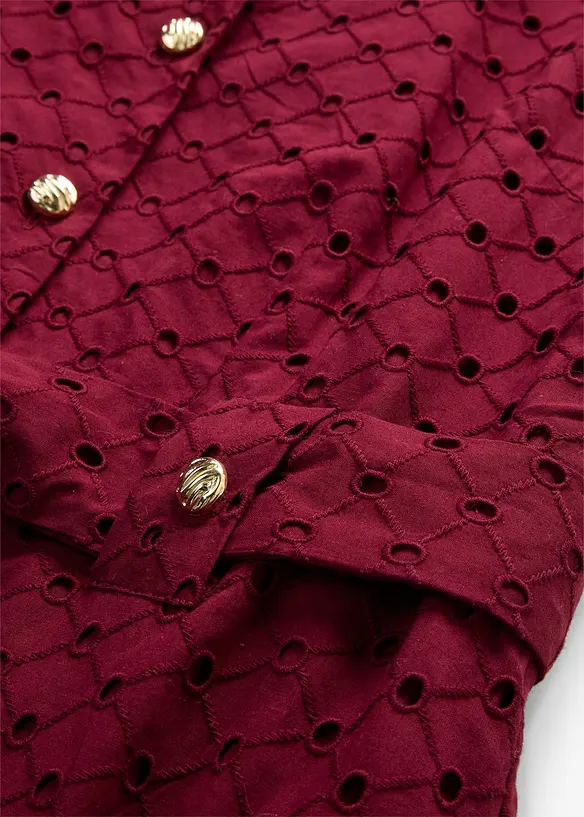 Skjortkl&auml;nning med h&aring;lm&ouml;nstrad spets, bonprix