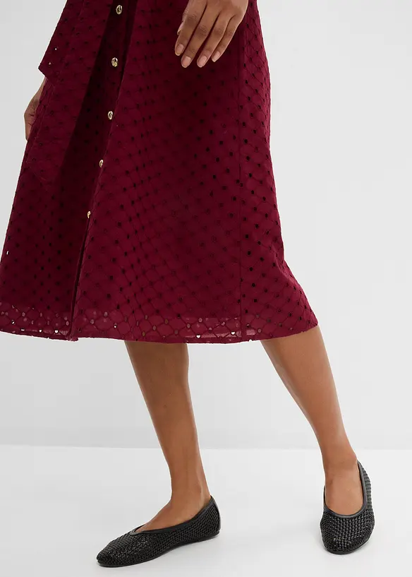 Skjortkl&auml;nning med h&aring;lm&ouml;nstrad spets, bonprix