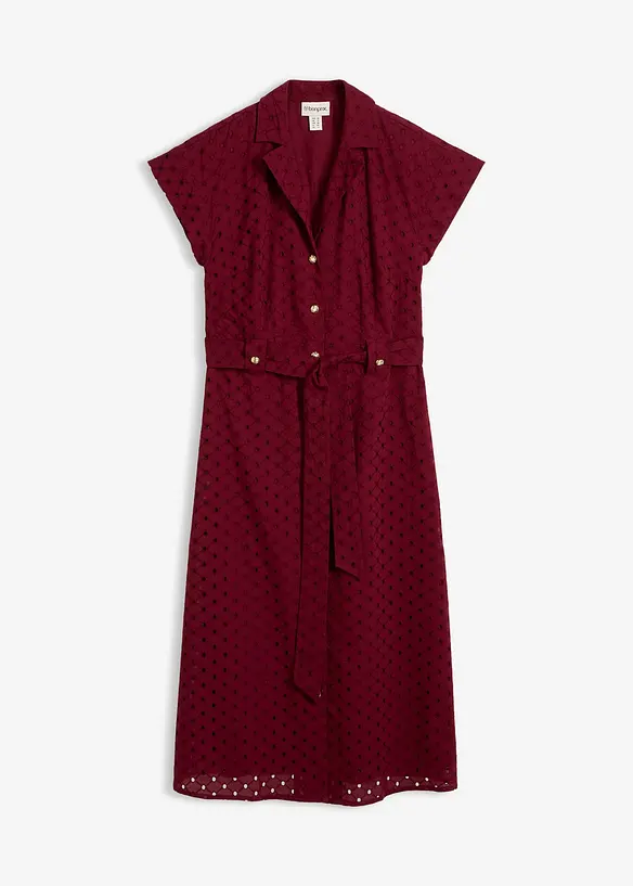 Skjortkl&auml;nning med h&aring;lm&ouml;nstrad spets, bonprix