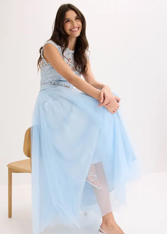 Maxikjol i skir tyll, bonprix