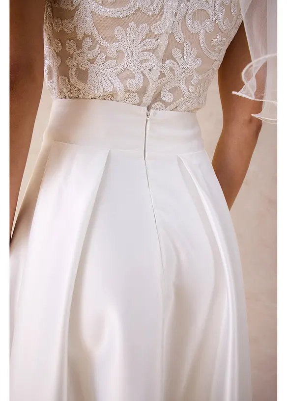 Maxikjol av glansig satin, bonprix