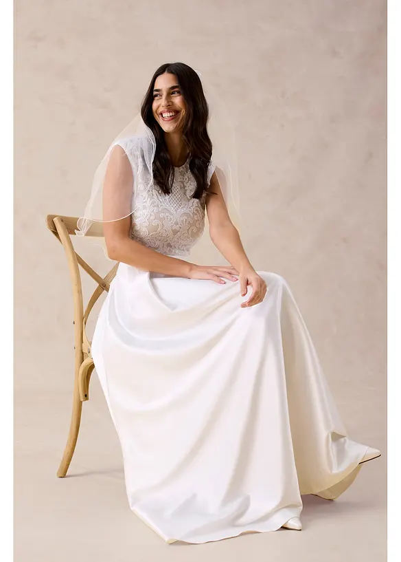 Maxikjol av glansig satin, bonprix