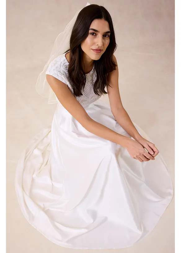 Maxikjol av glansig satin, bonprix