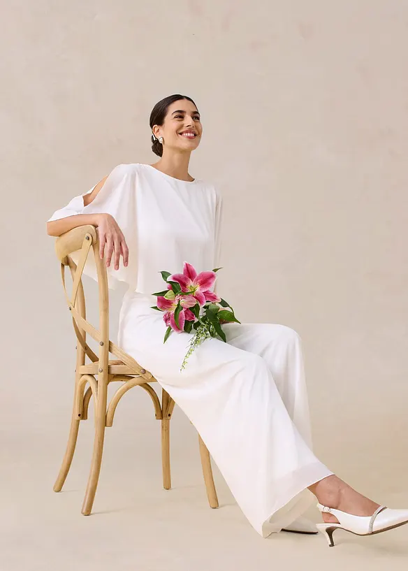 Jumpsuit i fintr&aring;dig chiffong, bonprix