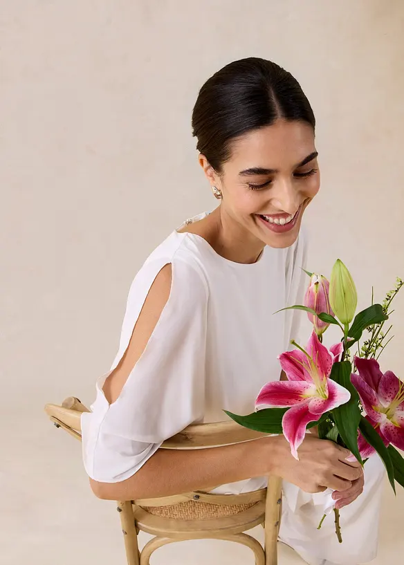 Jumpsuit i fintr&aring;dig chiffong, bonprix