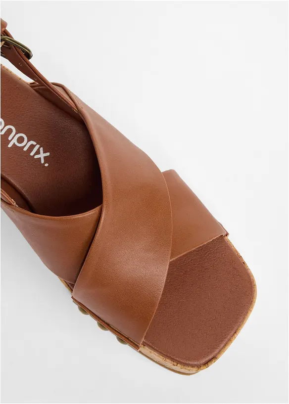 Sandalett med kilklack i korkstil, bonprix