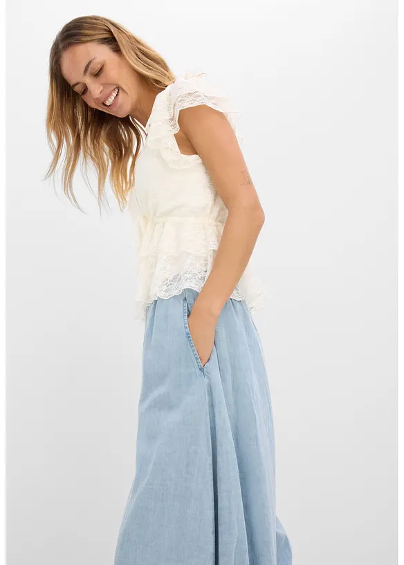 Haremsbyxa i l&auml;tt linnemix, bonprix