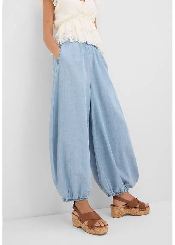 Haremsbyxa i l&auml;tt linnemix, bonprix