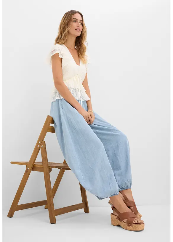 Haremsbyxa i l&auml;tt linnemix, bonprix