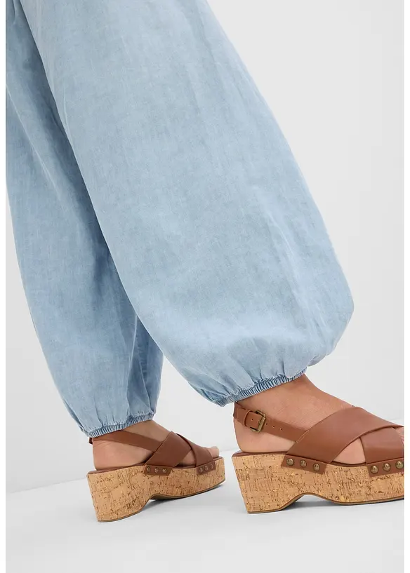 Haremsbyxa i l&auml;tt linnemix, bonprix