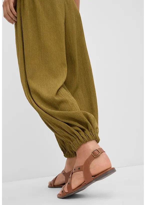 Haremsbyxa av kr&auml;pp med struktur, bonprix