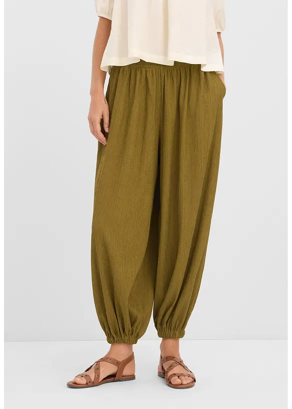 Haremsbyxa av kr&auml;pp med struktur, bonprix