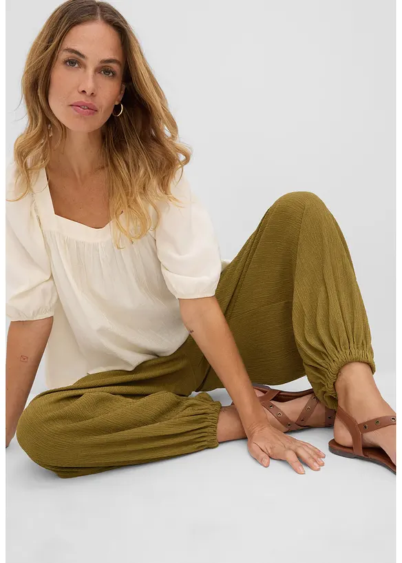 Haremsbyxa av kr&auml;pp med struktur, bonprix