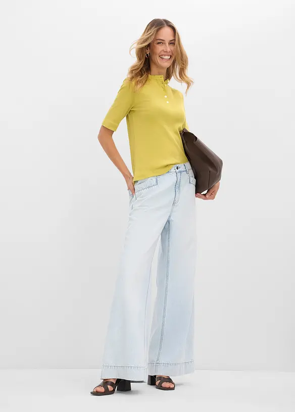 Ribbstickad topp i ekologisk bomull, bonprix