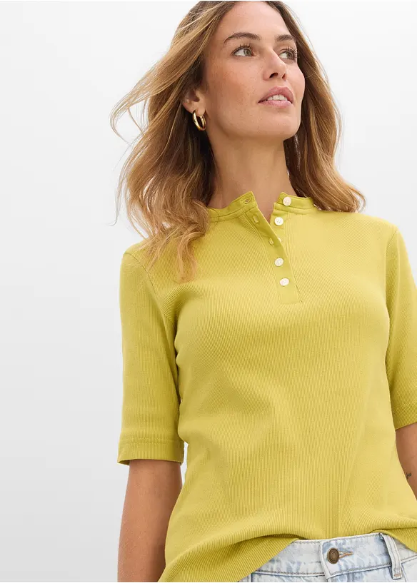 Ribbstickad topp i ekologisk bomull, bonprix